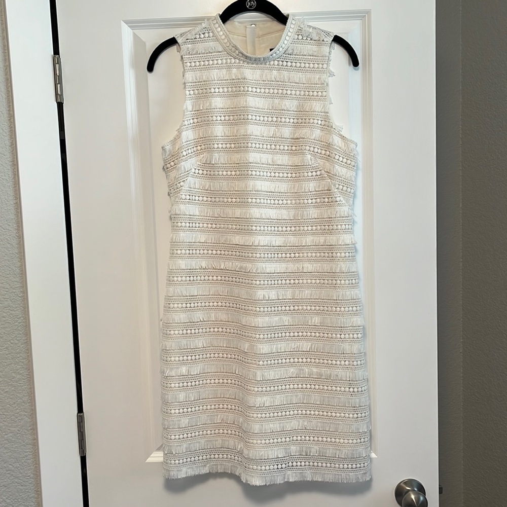 J. Crew White Fringe Lace Sheath Dress Size 4